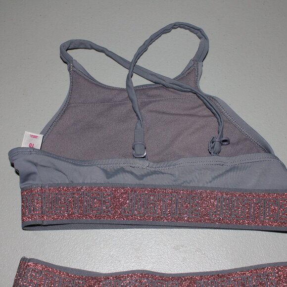 Grey 2 Pcs Justice Bikini Swimsuit Size 10 - Picture 7 of 11